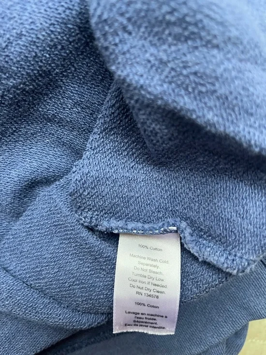 Ladies  Blue Pullover Hoodie Sweatshirt - Casual Drawstring Cowl Neck - Picture 4 of 7